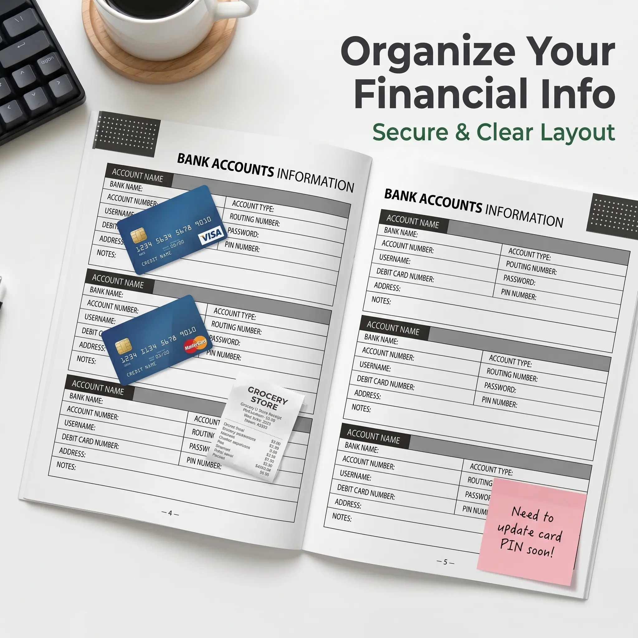 Planner Weekly Budget - ADHD A4 Planner Notebook, Durable Cover