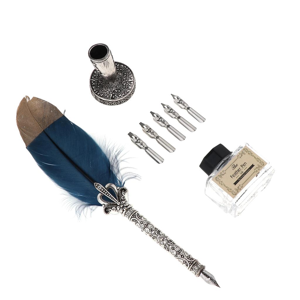 Calligraphy Ink Bottle - Feather Quill Calligraphy Pen Set Antique