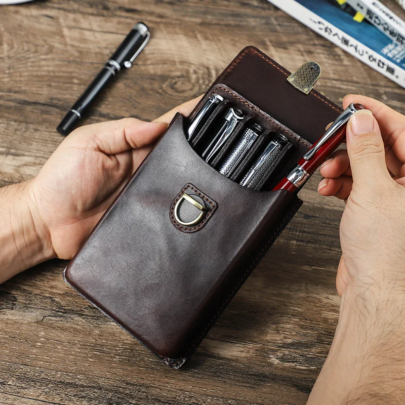 Pen Pouch Roll - Luxury Genuine Leather Handcrafted Fountain Pen