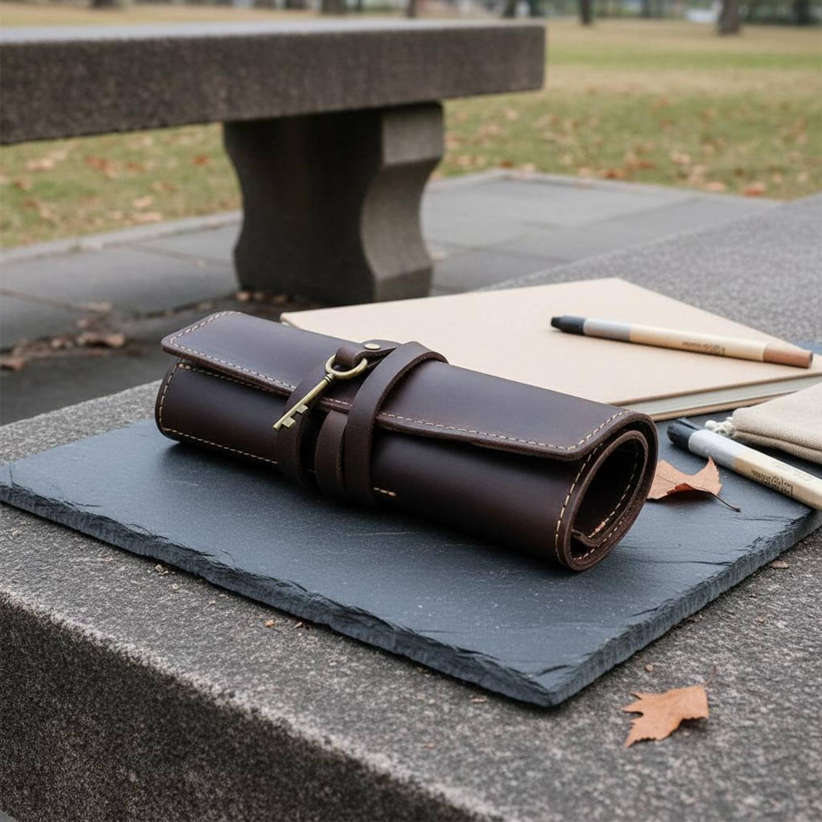 Leather Foldable Writing Utens - Pen Pouch Roll reseña y precio