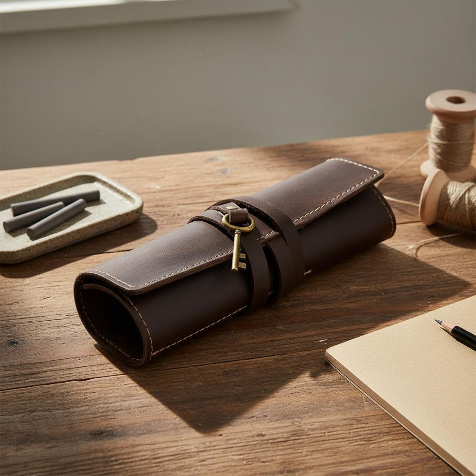 Leather Foldable Writing Utens - Pen Pouch Roll reseña y precio