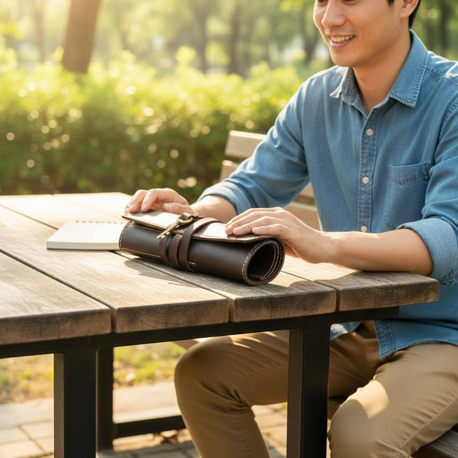 Leather Foldable Writing Utens - Pen Pouch Roll reseña y precio