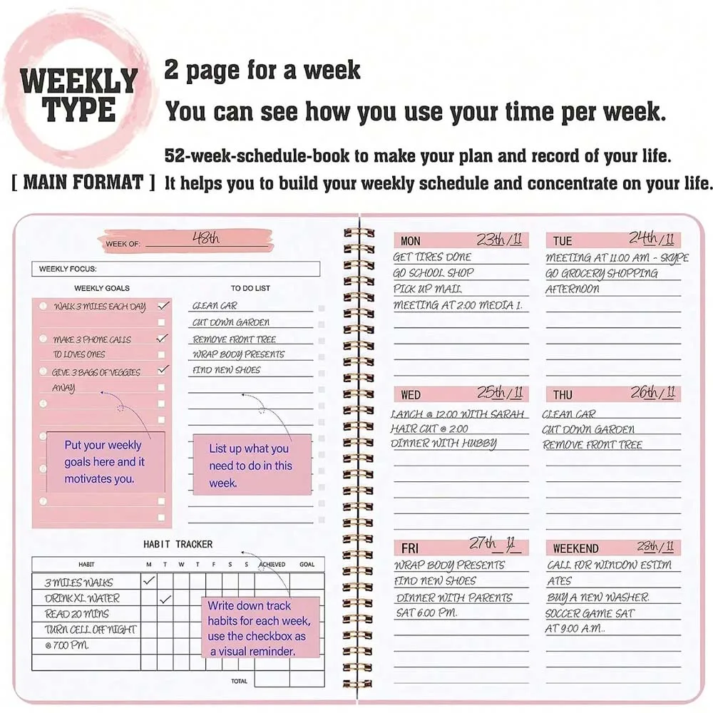 A5 Weekly Planner Coil Daily P - Planner Weekly Budget reseña y precio