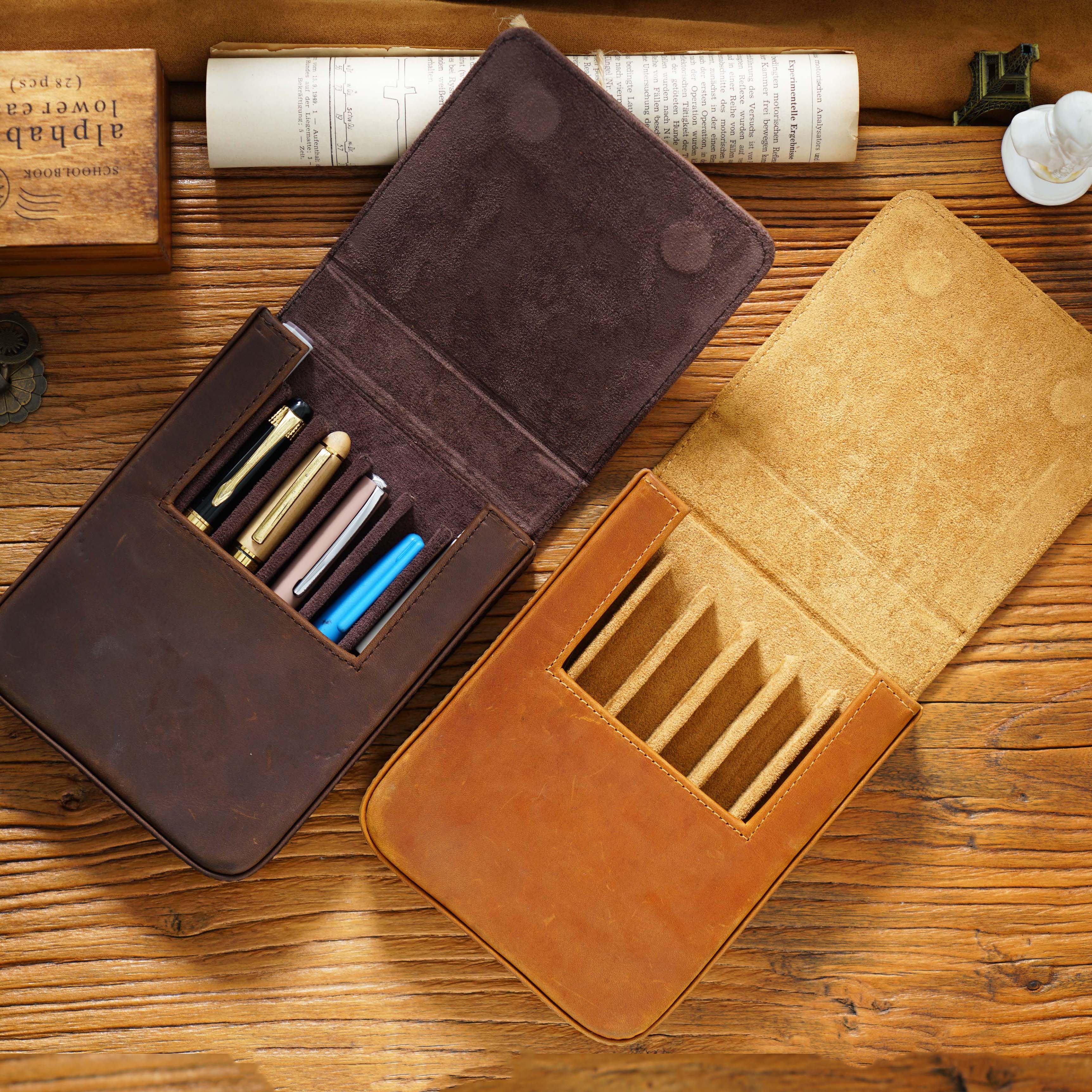 Handmade Crazy Horse Leather P - Pen Pouch Roll reseña y precio