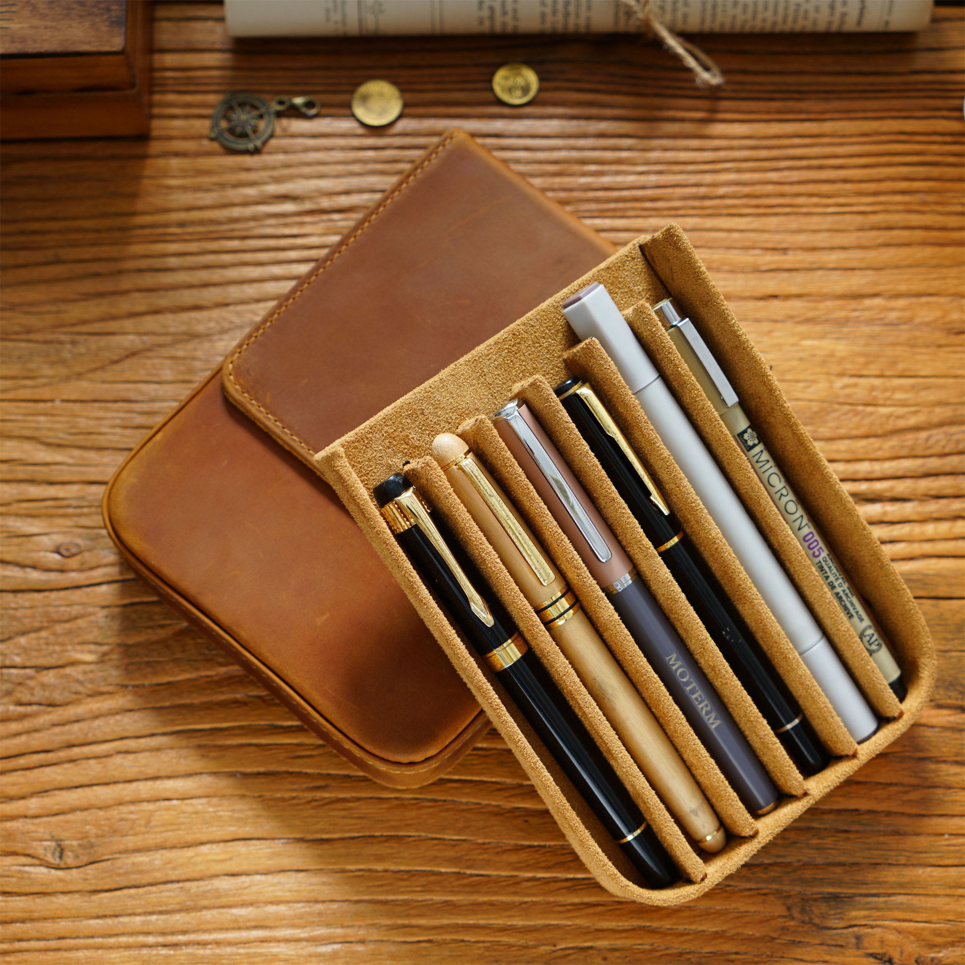 Handmade Crazy Horse Leather P - Pen Pouch Roll reseña y precio