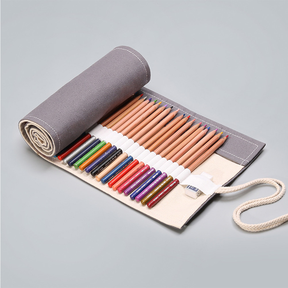 1pc Canvas Pencil Roll Bag 48  - Pen Pouch Roll reseña y precio