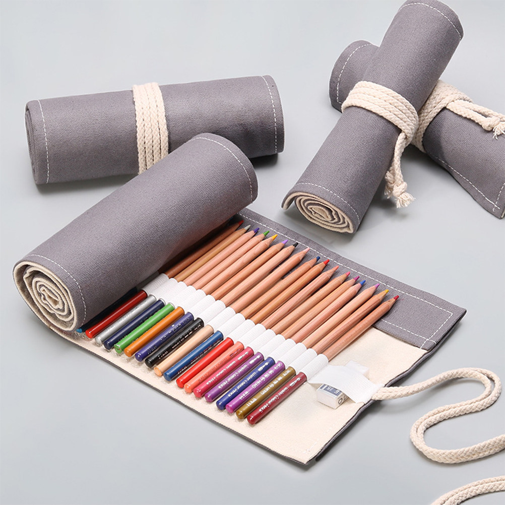 1pc Canvas Pencil Roll Bag 48  - Pen Pouch Roll reseña y precio