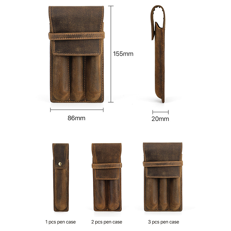 hand-made leather cowhide penc - Pen Pouch Roll reseña y precio