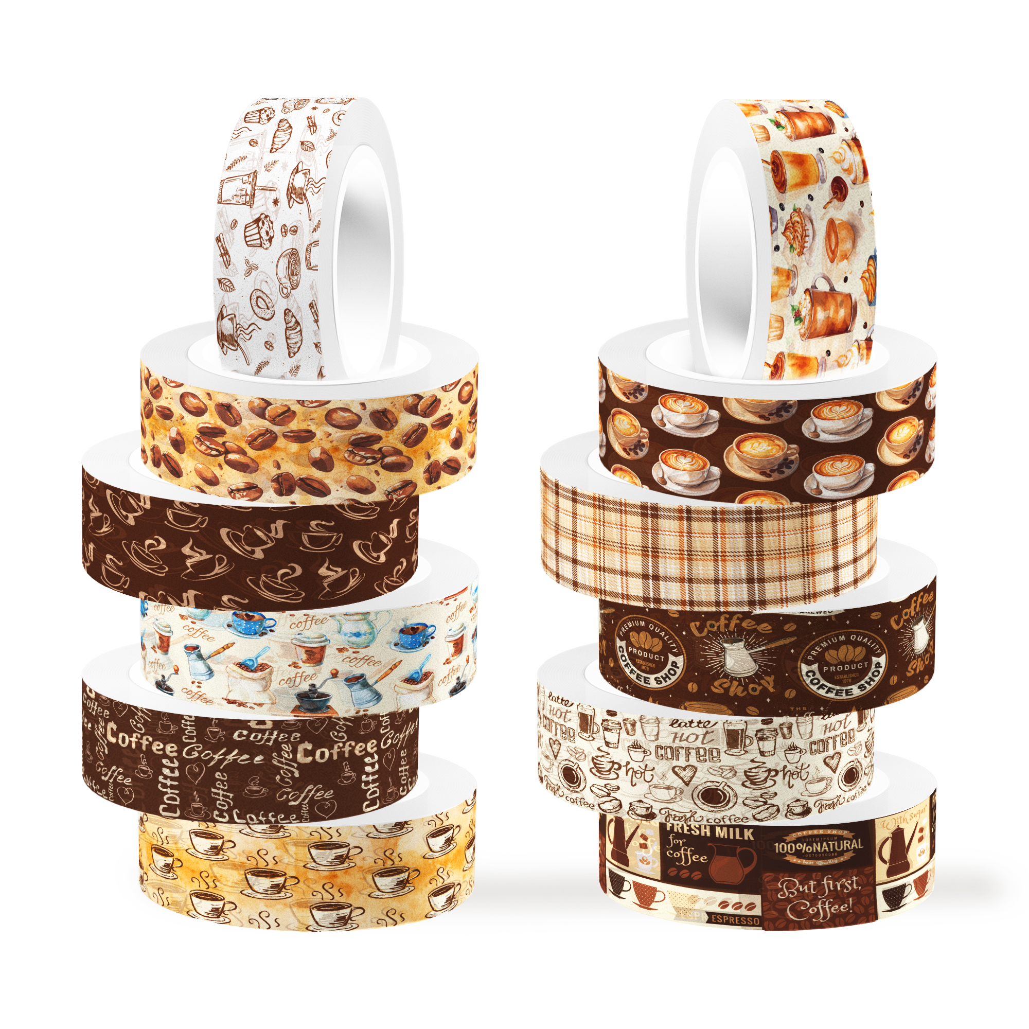 Vintage Coffee Pattern Washi T - Washi Tape Set reseña y precio