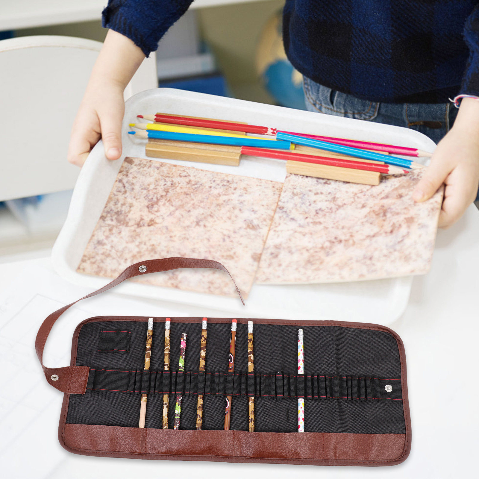 2Pcs Canvas Pencil Wrap Portab - Pen Pouch Roll reseña y precio