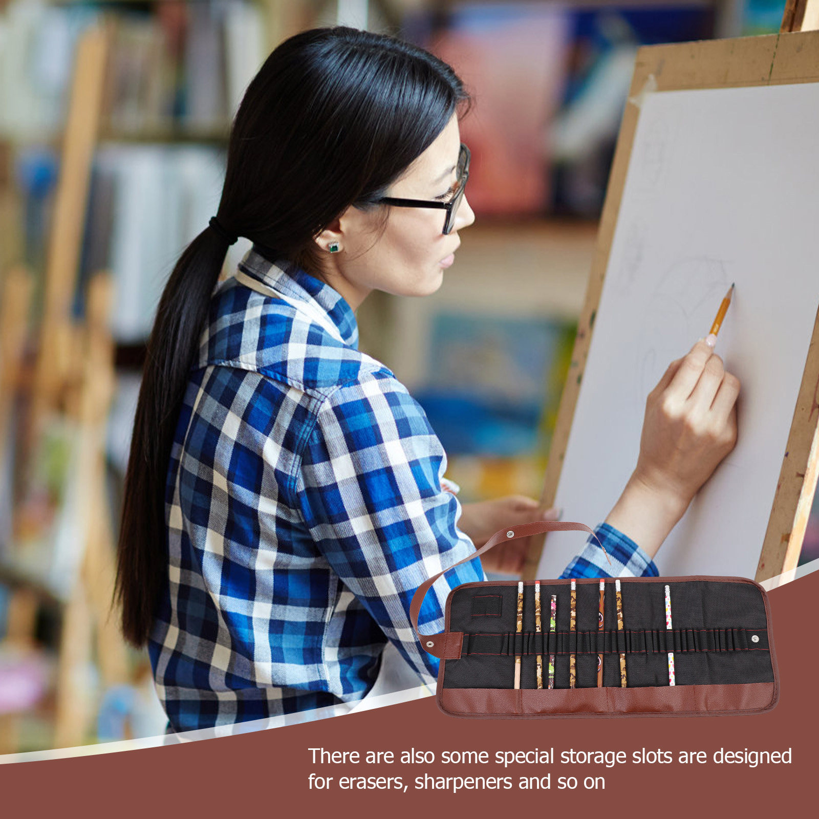 2Pcs Canvas Pencil Wrap Portab - Pen Pouch Roll reseña y precio