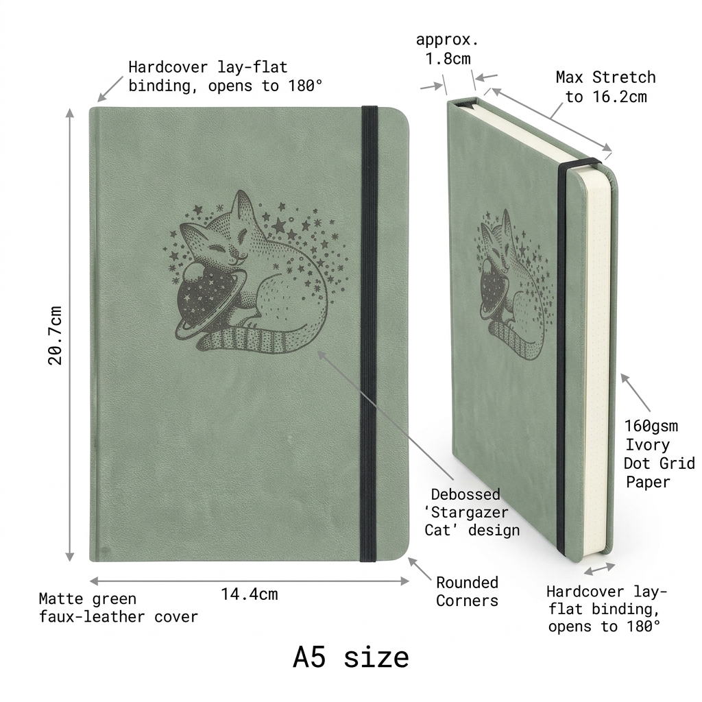 Cute Cat Planet A5 Dotted Note - Notebook Dotted A5 reseña y precio