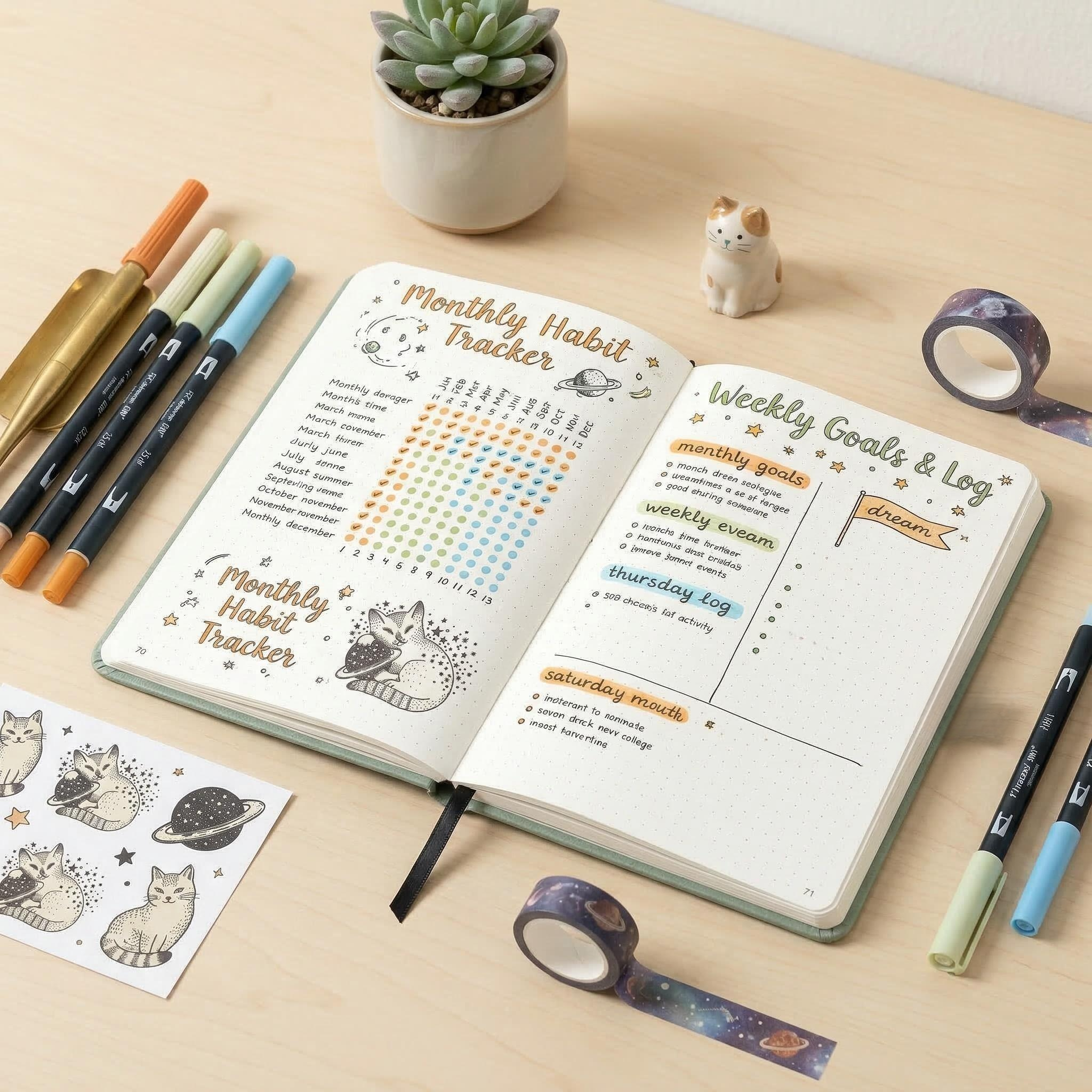 Cute Cat Planet A5 Dotted Note - Notebook Dotted A5 reseña y precio