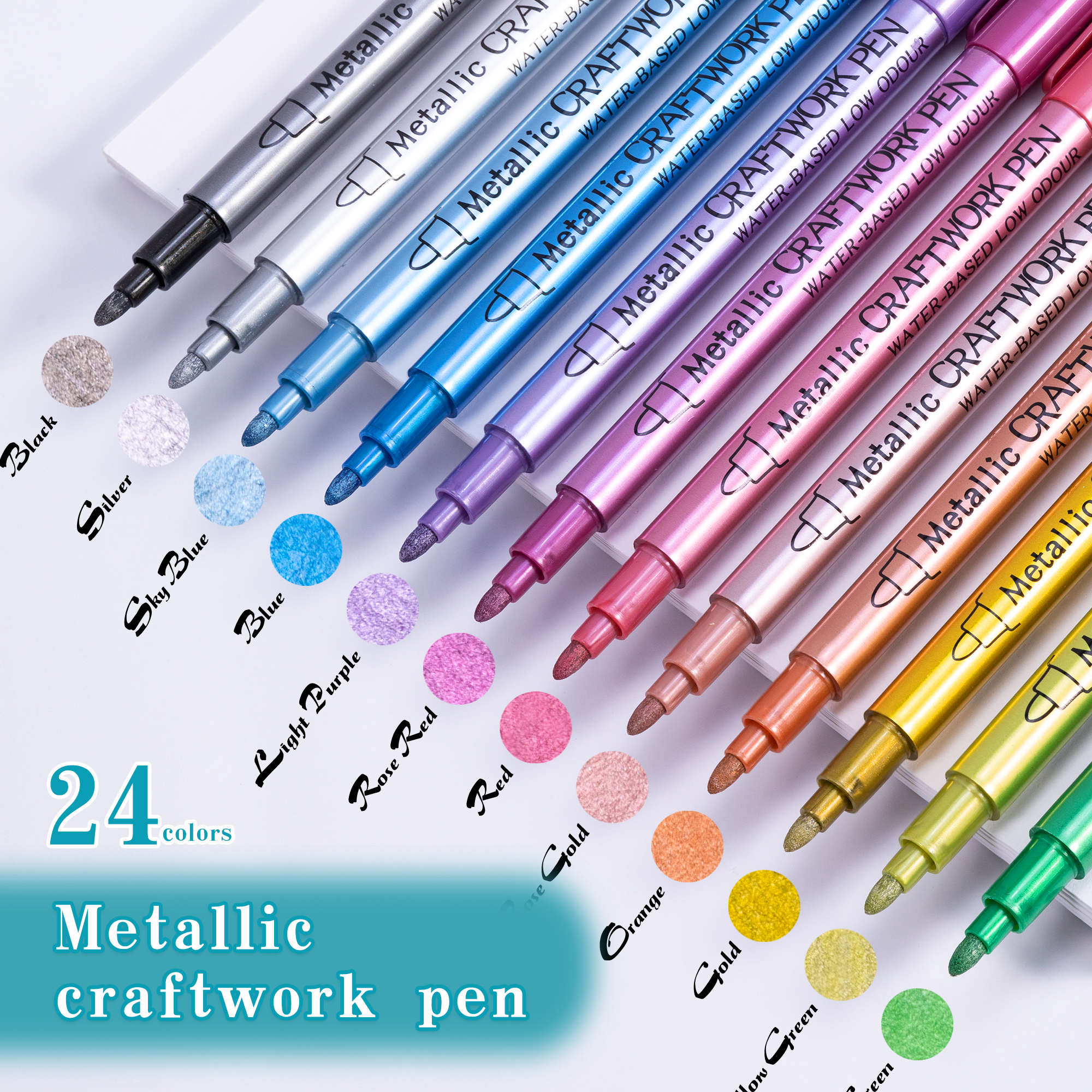 24 Colors Metallic Acrylic Pai - Whiteboard Marker Set reseña y precio