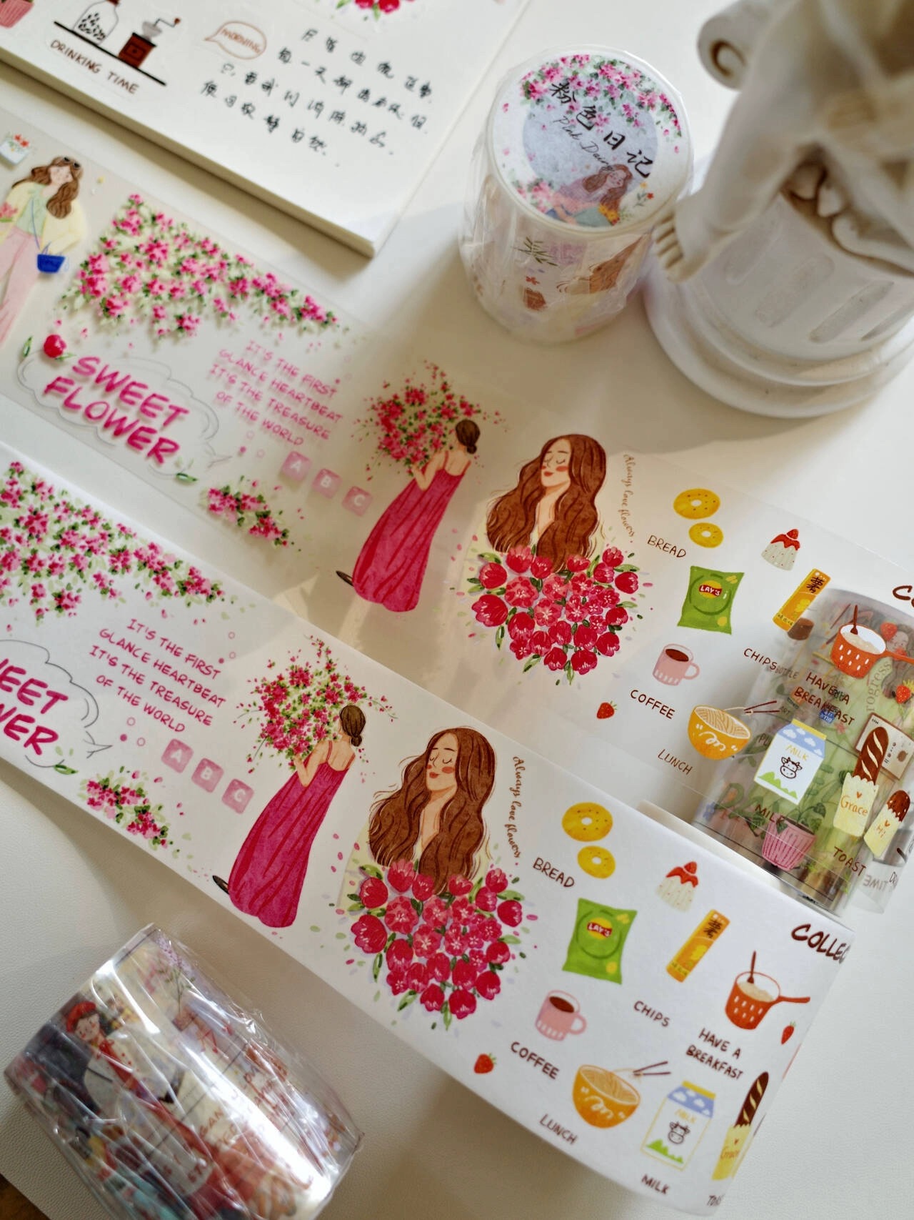 YiEr Studio Vintage Pink Dairy - Washi Tape Set reseña y precio