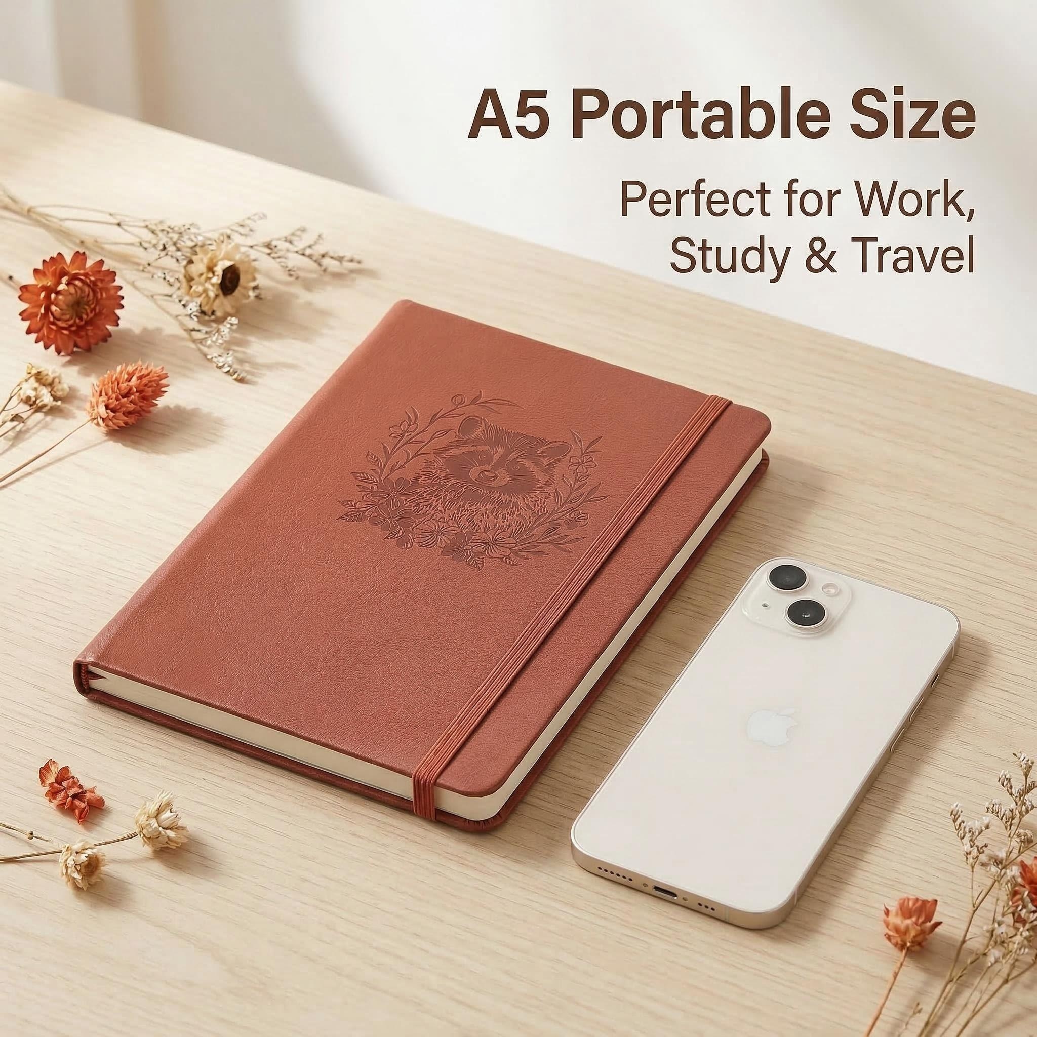 A5 Embossed Raccoon Dot Grid J - Notebook Dotted A5 reseña y precio
