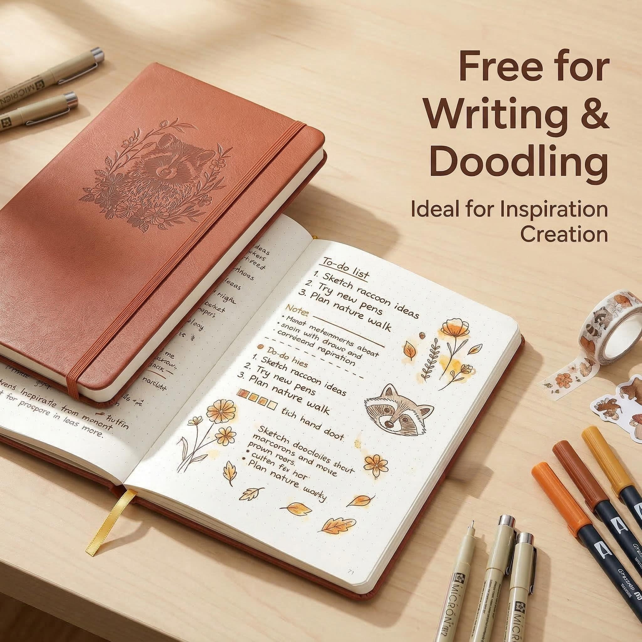 A5 Embossed Raccoon Dot Grid J - Notebook Dotted A5 reseña y precio