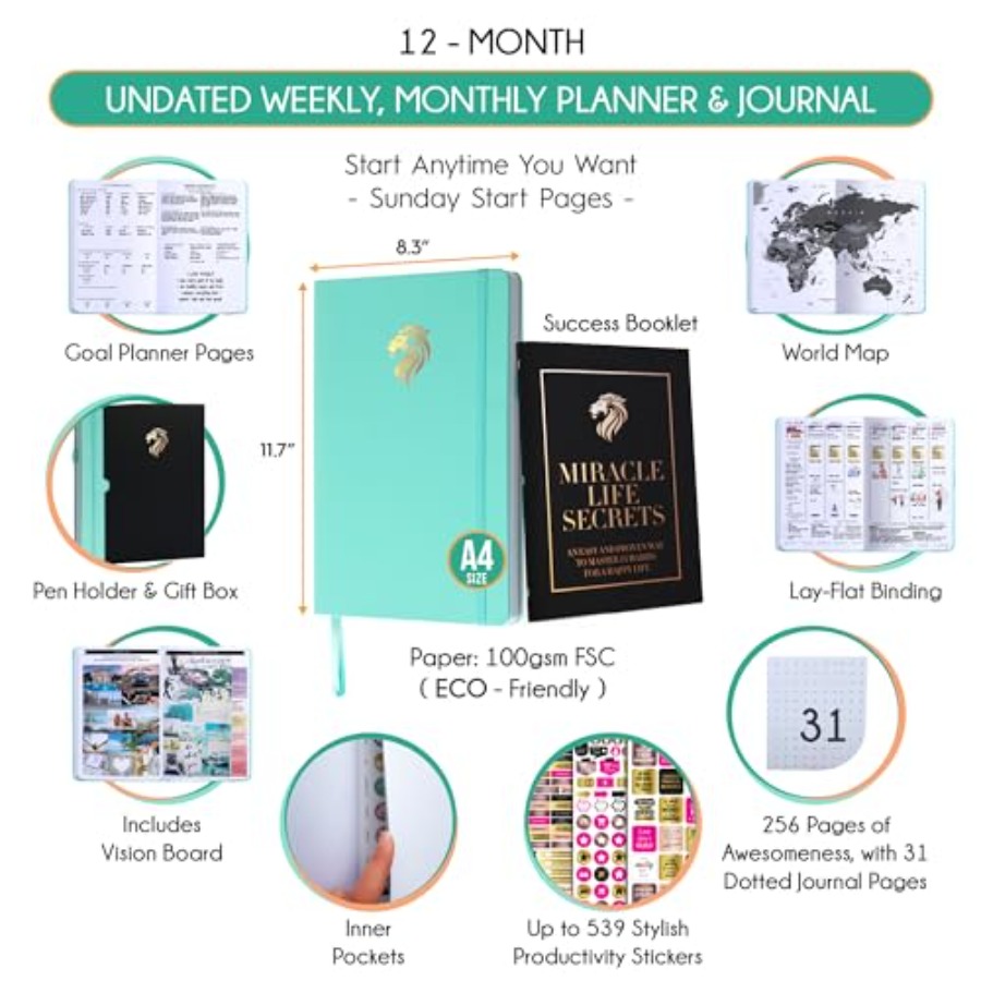 Journal for Men - Undated Dail - Planner Weekly Budget reseña y precio
