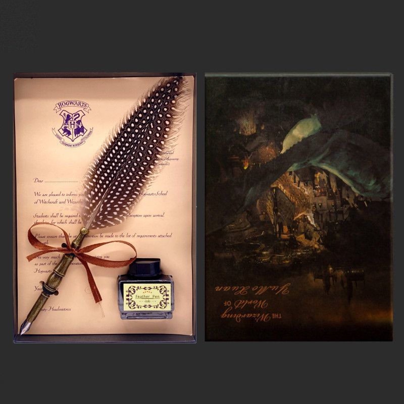 Vintage Wizard Feather Dip Pen - Calligraphy Ink Bottle reseña y precio