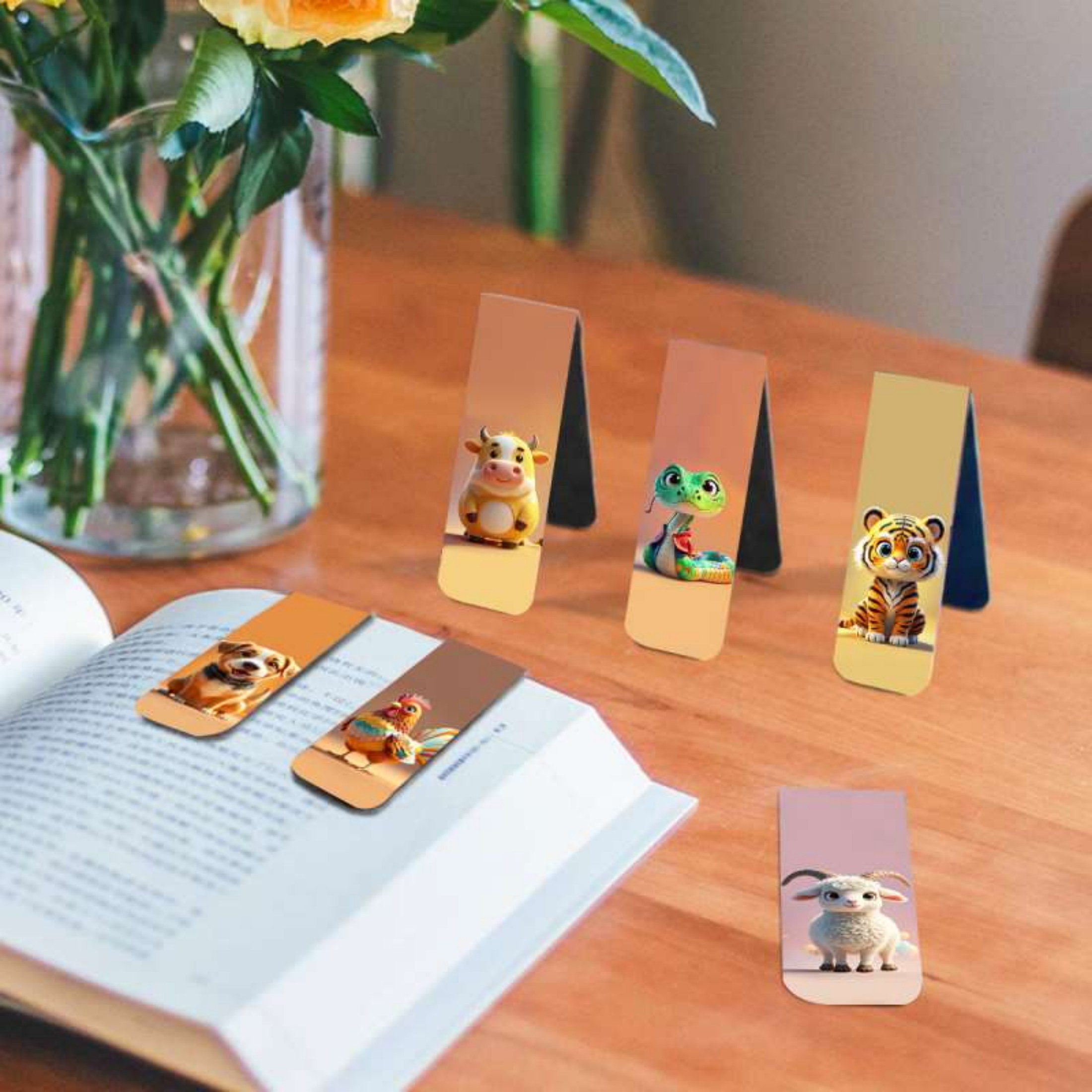 12pcs Adorable Twelve Animal M - Bookmark Magnetic Clip reseña y precio